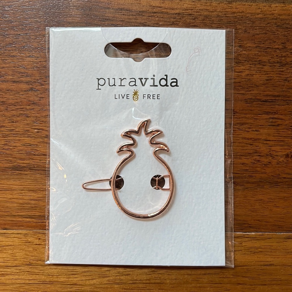 PuraVida Pineapple Hair Clip in Rose Gold